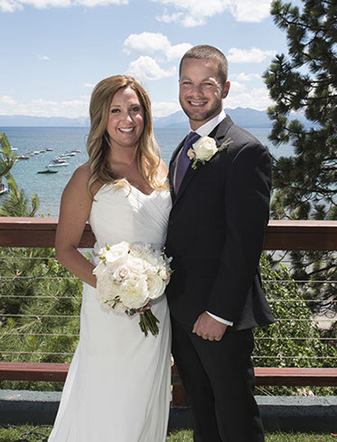 Boston wedding Photographer Ron Richman photographs the wedding couple at Lake Tahoe in in the sun.